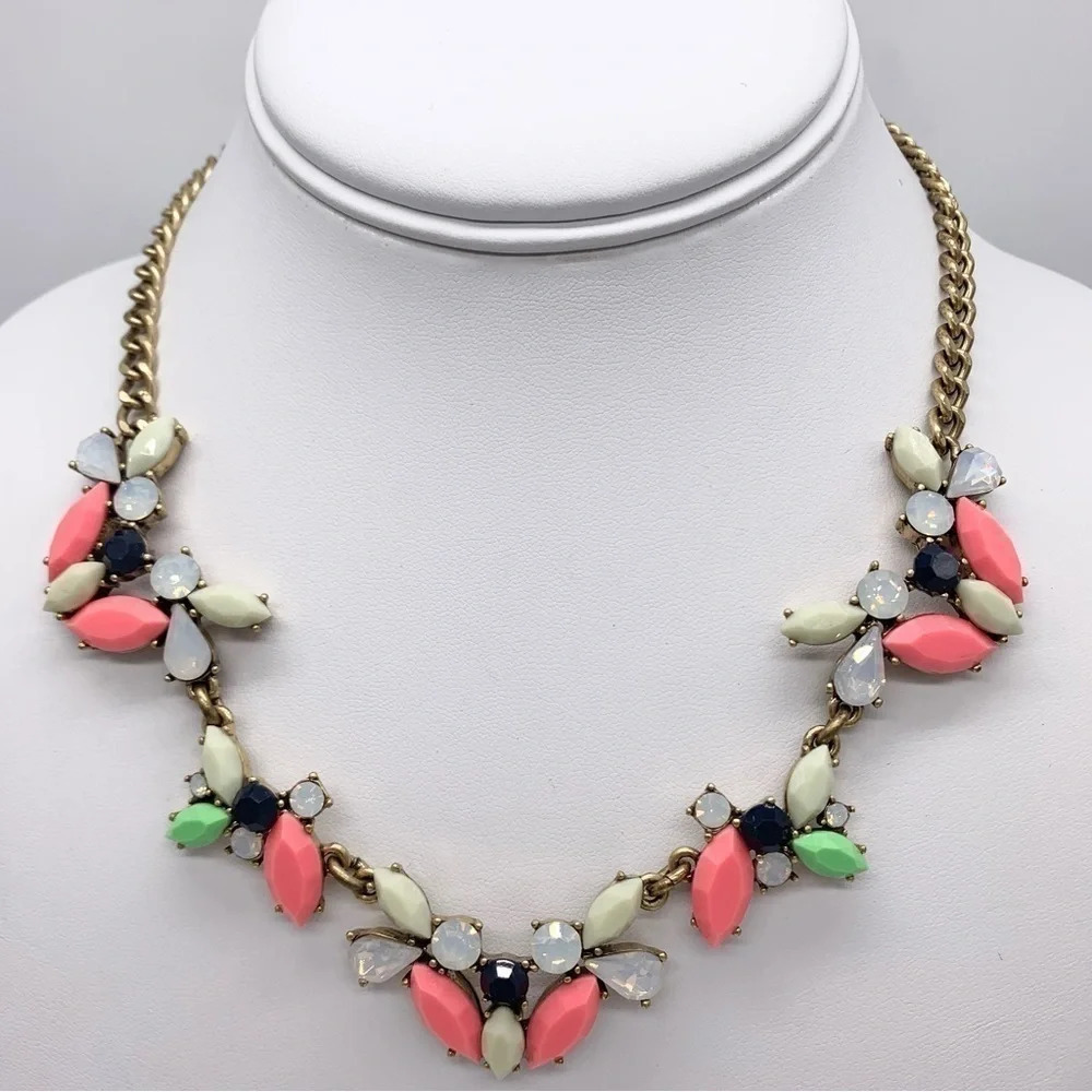 J. Crew Pink Green Blue Opalescent Necklace